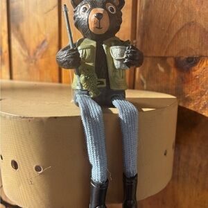 Bear Figurine with Fishing Gear